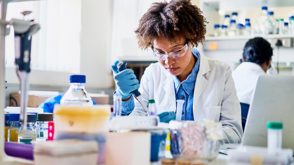 Young woman working in a laboratory environment