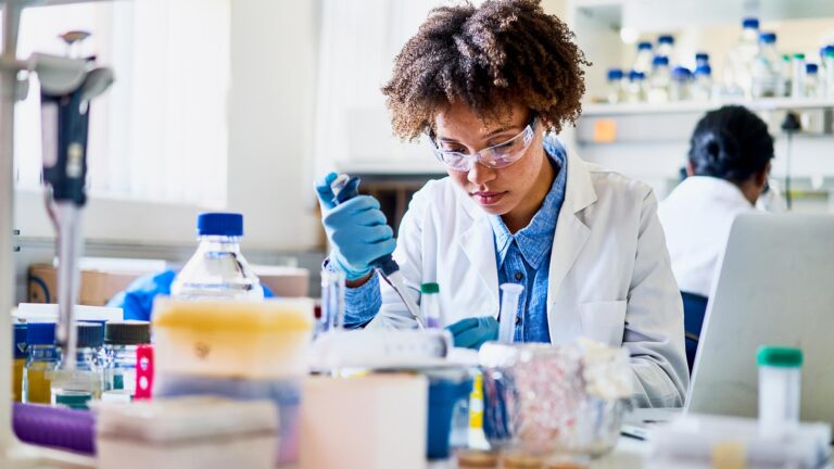 Young woman working in a laboratory environment